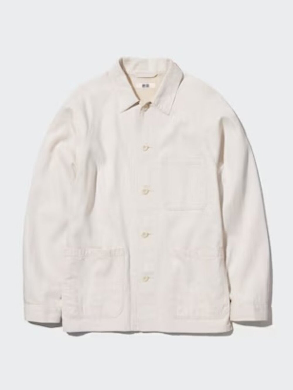 UNIQLO Utility Denim Jacket Chore Off White XS Unisex Cotton Linen